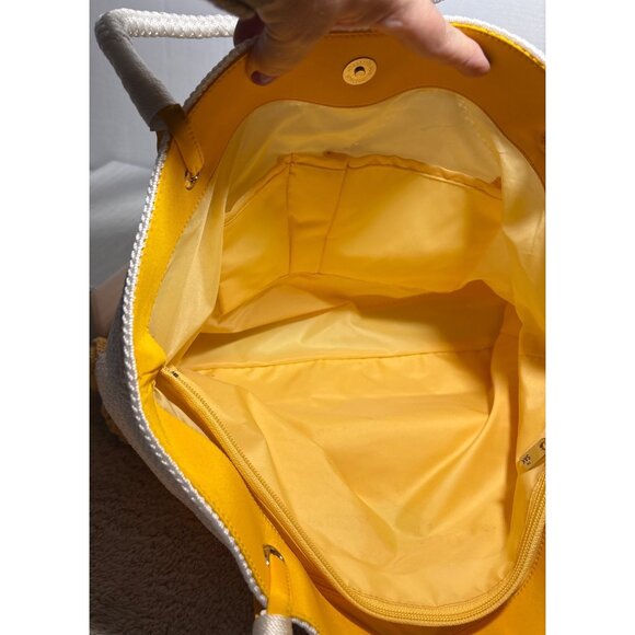 The Sak Tote Bag White & Yellow Daffodil Crochet Purse Floral Rope Handles Beach - Picture 9 of 16